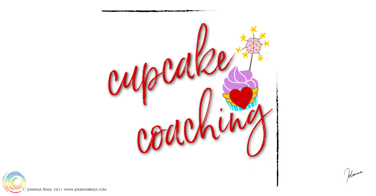 cupcake coaching (text & a drawing of a cupcake with a heart and a sparkler on top) ©Johanna Ringe 2021 www.johannaringe.com